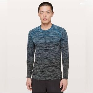 Lululemon Metal Vent Tech Long Sleeve Shirt Men's Large Blue Black Ombre